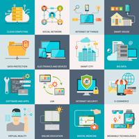 Information Technologies Concept Flat Icons vector