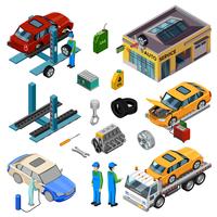 Car Service Isometric Decorative Icons vector