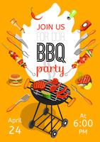 BBQ Party Announcement Flat Poster  vector