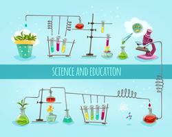 Science And Education Laboratory Flat Banner  vector