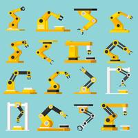 Automation Conveyor Orthogonal Flat Icons Set