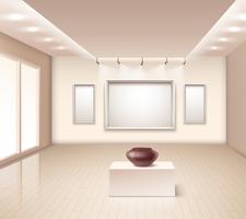 Exhibition Gallery Interior With Brown Vase vector