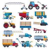 Agricultural Machines Icons Set vector