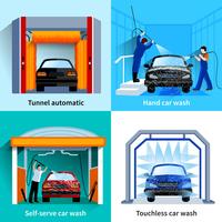 Car Wash Service 4 Flat Icons  vector