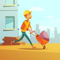  Builder And Building Cartoon Illustration  vector