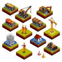Construction Isometric Isolated Icons vector