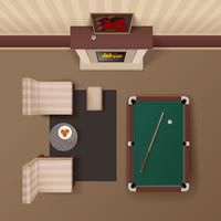 Billiard Lounge Top View Realistic Image  vector