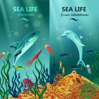 Sea Underwater Life Vertical Banners vector