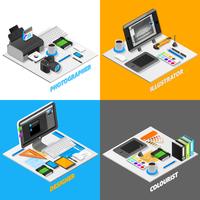 Graphic Design Concept Isometric Set vector