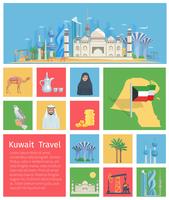 Kuwait Icons Set vector