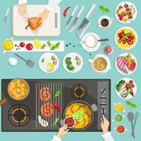 Chef Workplace Top View vector