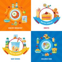 Baby Food 4 Flat Icons Square  vector