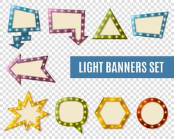 Banners de luz conjunto transparente vector