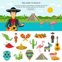 Icono plano de mexico vector