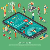 Fitness Smartphone Accessories Apps Isometric Poster vector