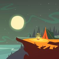 Hiking At Night Background  vector