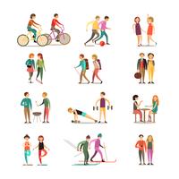 Friends And Hobbies Decorative Icons Set vector