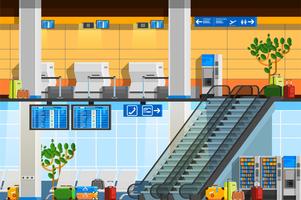 Terminal de aeropuerto de composición plana vector