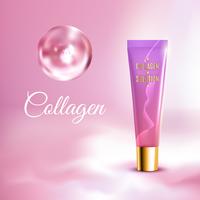 Collagen Cream Tube Realistic Background  Poster vector