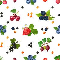 Fresh Berries Seamless Colorful Pattern  vector