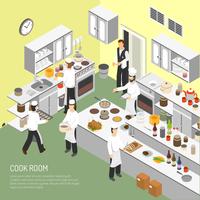 Restaurant Cooking Room Isometric Poster  vector