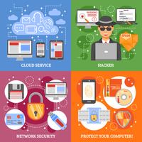 Network Security 2x2 Design Concept vector