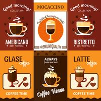 Juego de seis carteles de café vector