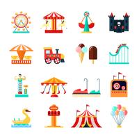 Conjunto de iconos de parque de atracciones vector