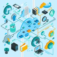 Cloud Services Isometric Flowchart  vector