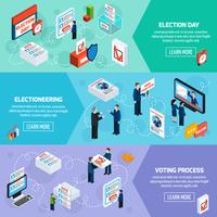 Elecciones y votaciones isométricas de banners vector