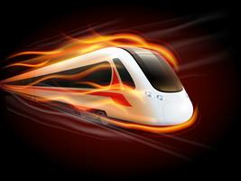 Tren de velocidad fuego fondo negro diseño vector