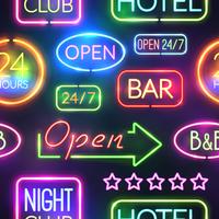 Neon Sign Seamless Pattern vector