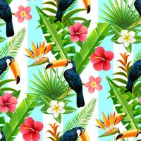 Rainforest Toucan Flat Seamless Pattern  vector