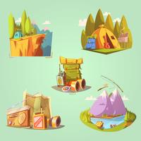 Hiking Cartoon Set vector