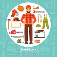 Lumberjack And Tools Icons Set  vector