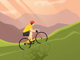 Ciclista plana poster vector