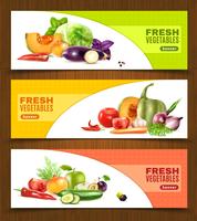 Banners horizontales de frutas y verduras vector