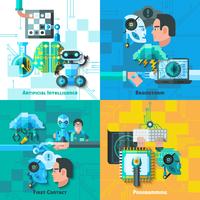  Artificial Intelligence Concept Icons Set  vector