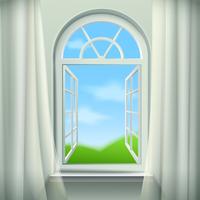 Open Arched Window Illustration  vector