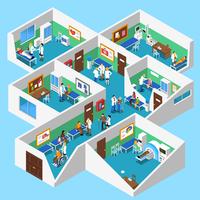  Hospital Facilities Interior Isometric View Poster  vector