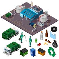 Recycling Center Isometric Design Concept vector