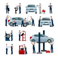 Conjunto de iconos de personas de servicio de coche vector