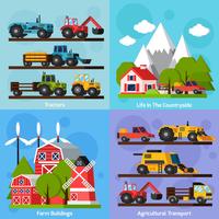 Farm Orthogonal Flat 2x2 Icons Set vector