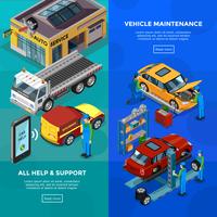 Car Service Isometric Vertical Banners  vector