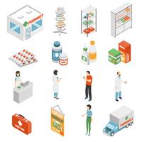 Pharmacy Concept  Isometric Icons Collection  vector