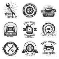 Auto Services Black White Emblems  vector