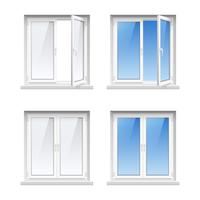 Marcos de ventana de plástico 4 conjunto de iconos realistas vector