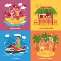 Beach icons set vector