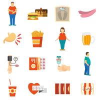 Iconos de problemas de obesidad vector