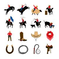 Rodeo Flat Color Icons  vector